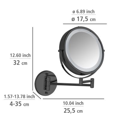 WENKO 71559800 - Espelho POWER-LOC 25,5 x 32 cm preto