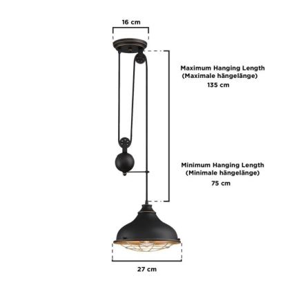 Westinghouse 61249 - Candeeiro suspenso CHAVES 1xE27/60W/230V