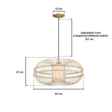 Westinghouse 61255 - Candeeiro suspenso TULCEA 1xE27/60W/230V bambu