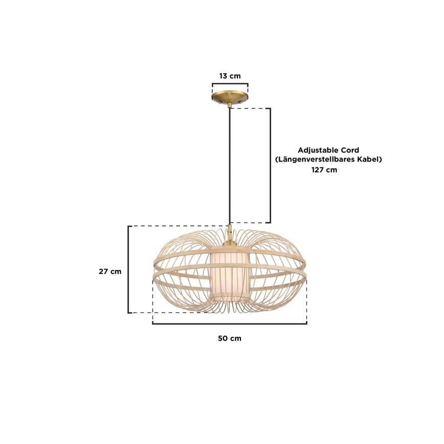 Westinghouse 61255 - Candeeiro suspenso TULCEA 1xE27/60W/230V bambu