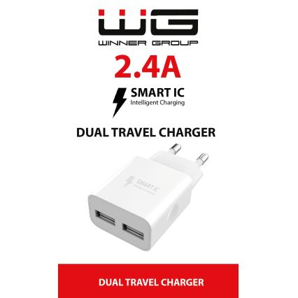 Winner Group - Adaptador de carregamento 2xUSB-A 12W branco