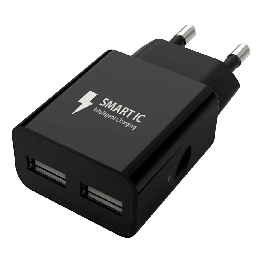 Winner Group - Adaptador de carregamento 2xUSB-A 12W preto