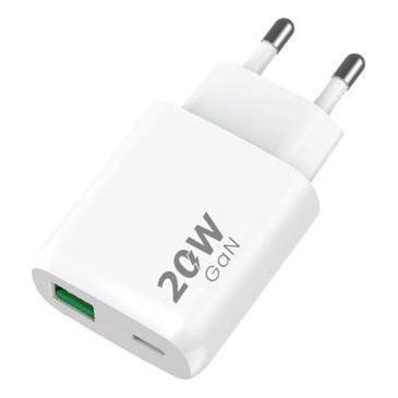 Winner Group - Adaptador de carregamento rápido 1xUSB-C + 1xUSB-A Power Delivery 20W branco