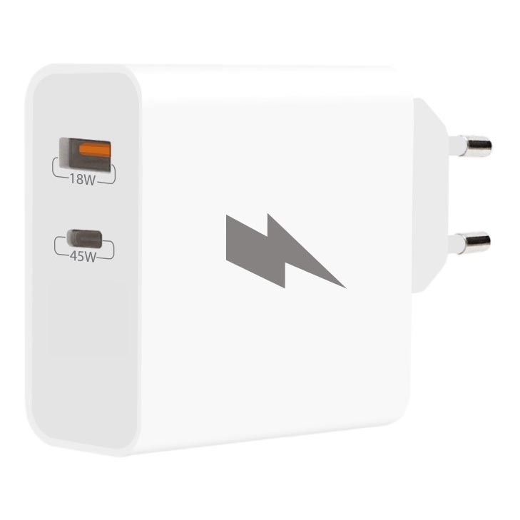 Winner Group - Adaptador de carregamento rápido 1xUSB-C + 1xUSB-A Power Delivery 45W branco