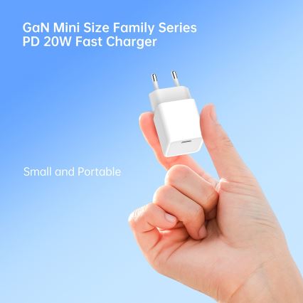 Winner Group- Adaptador de carregamento rápido 1xUSB-C PD 20W + cabo USB USB-C / USB-C 1m