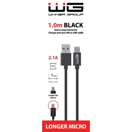 Winner Group - cabo USB alargado Micro USB / USB-A 1m preto
