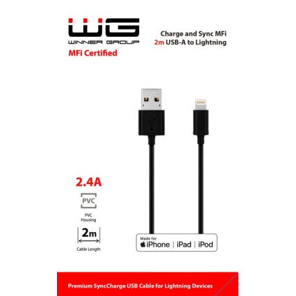 Winner Group - cabo USB MFI Lightning / USB-A 2m preto