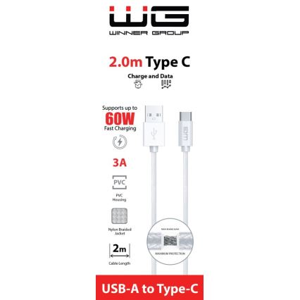 Winner Group - cabo USB USB-C / USB-A 2m branco