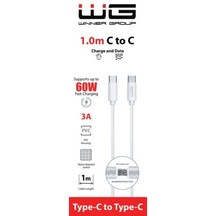 Winner Group - cabo USB USB-C / USB-C 1m branco