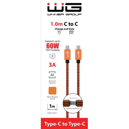 Winner Group - cabo USB USB-C / USB-C 1m laranja