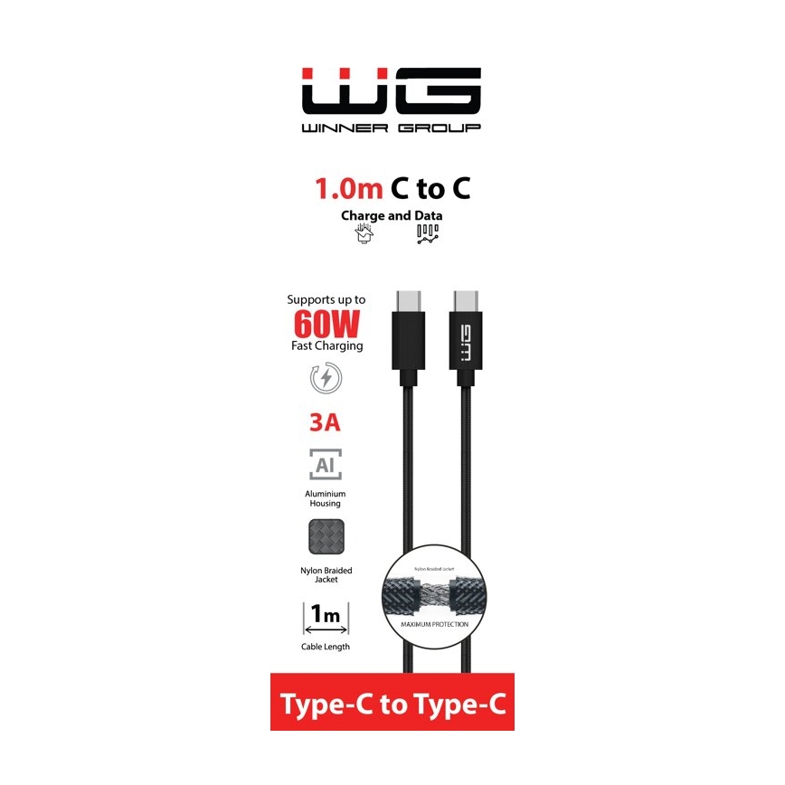 Winner Group - cabo USB USB-C / USB-C 1m preto