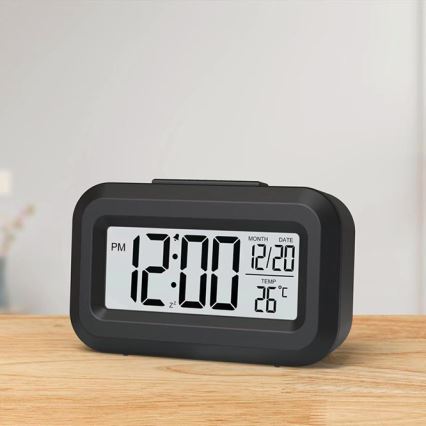 Winner Group - Despertador com visor LCD e termómetro 2xAAA preto