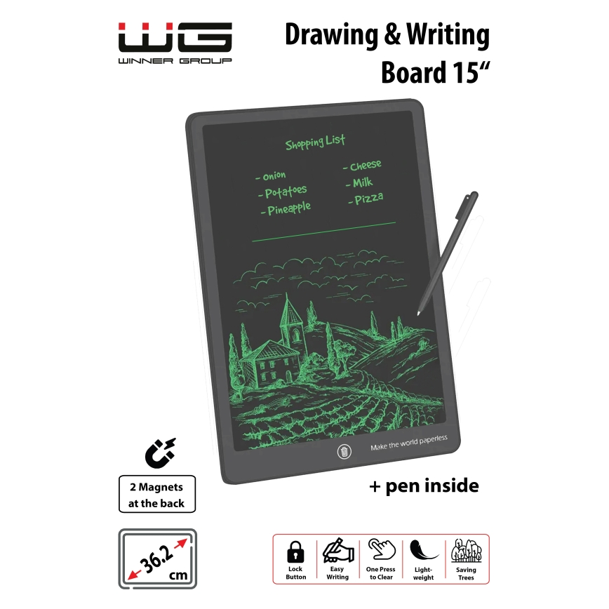 Winner Group - Mesa de desenho digital 15 1xCR2032 preto