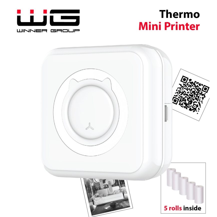 Winner Group - Mini impressora térmica 800 mAh branco