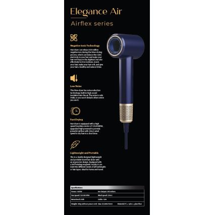 Winner Group - Secador de cabelo com ionizador Elegance Air 1600W/230V azul SCHUKO