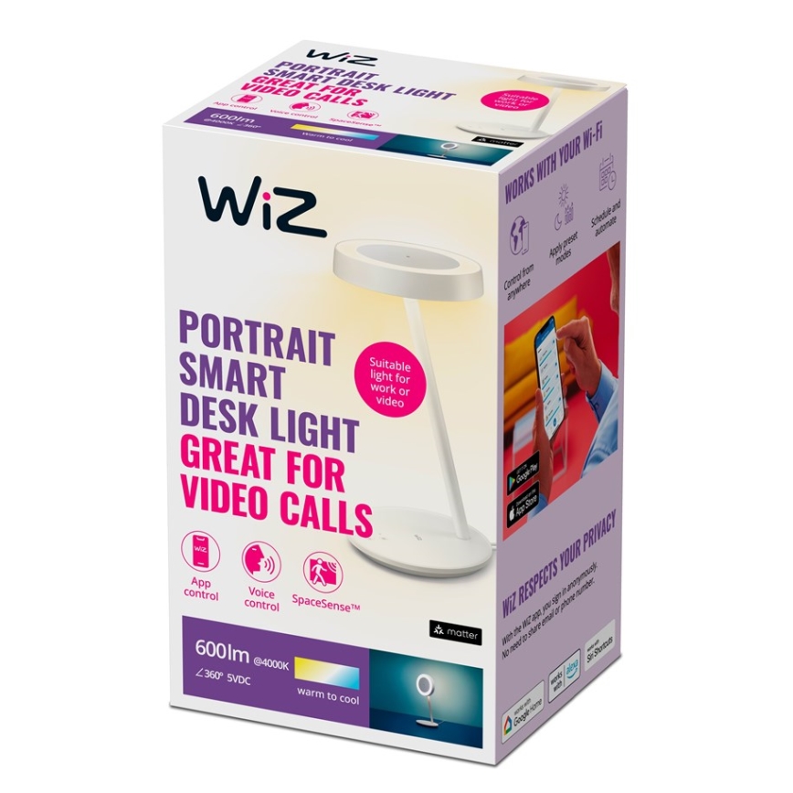 WiZ - Candeeiro de mesa LED com regulação PORTRAIT LED/10W/5V Wi-Fi 2700-6500K CRI 90