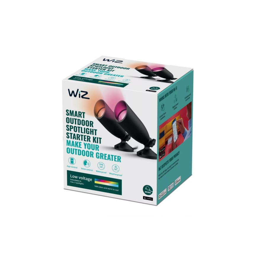 WiZ -CONJUNTO 2x LED RGBW Iluminação exterior com regulação SPOT LED/10W/230V 2700-5000K IP65 Wi-Fi