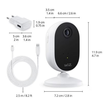 WiZ-Conjunto para monitorizar a casa:1xcamera+ 3xLED RGB lâmpada 8,5W/230V Wi-Fi