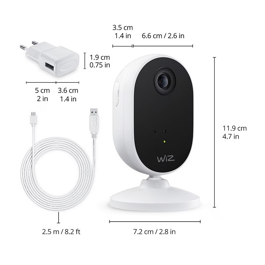 WiZ-Conjunto para monitorizar a casa:1xcamera+ 3xLED RGB lâmpada 8,5W/230V Wi-Fi