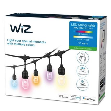 WiZ - Corrente exterior LED RGBW com regulação 12xLED 14,4m IP65 2700-5000K Wi-Fi
