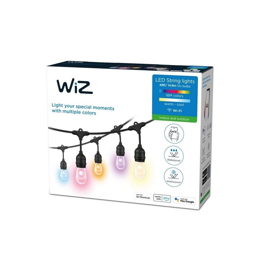 WiZ - Corrente exterior LED RGBW com regulação 12xLED 14,4m IP65 2700-5000K Wi-Fi
