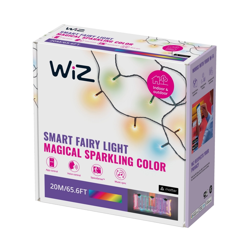 WiZ - Corrente LED RGBW regulável para exterior 160xLED 20m IP44 2700-5000K Wi-Fi