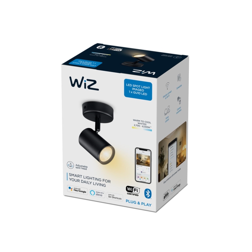 WiZ - Foco LED regulável IMAGEO 1xGU10/4,9W/230V 2700-6500K CRI 90 Wi-Fi preto