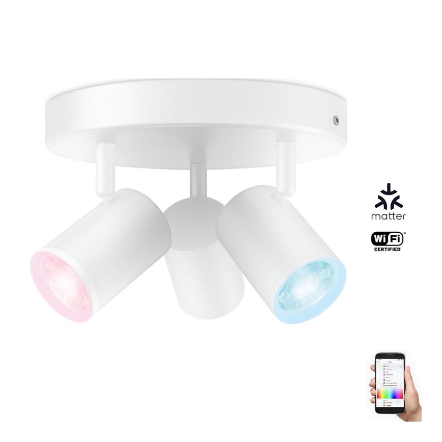 WiZ - Foco LED RGBW com regulação IMAGEO 3xGU10/4,9W/230V 2200-6500K Wi-Fi CRI 90 branco