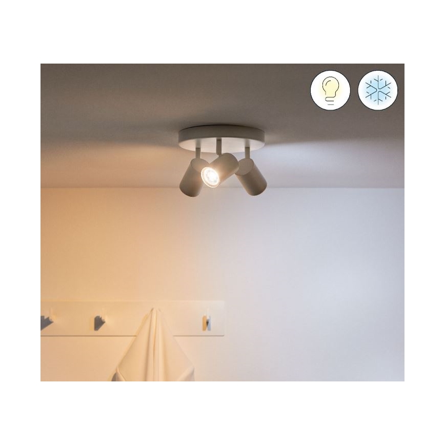 WiZ - Foco LED RGBW com regulação IMAGEO 3xGU10/4,9W/230V 2200-6500K Wi-Fi CRI 90 branco
