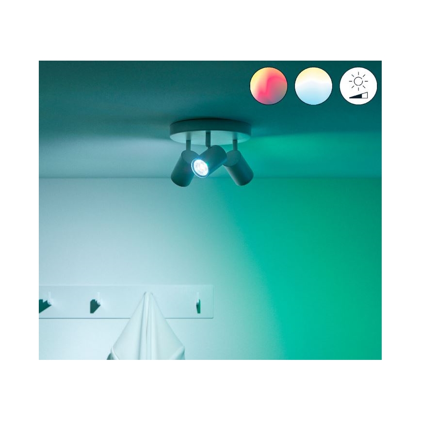 WiZ - Foco LED RGBW com regulação IMAGEO 3xGU10/4,9W/230V 2200-6500K Wi-Fi CRI 90 branco