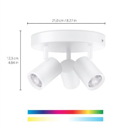 WiZ - Foco LED RGBW com regulação IMAGEO 3xGU10/4,9W/230V 2200-6500K Wi-Fi CRI 90 branco