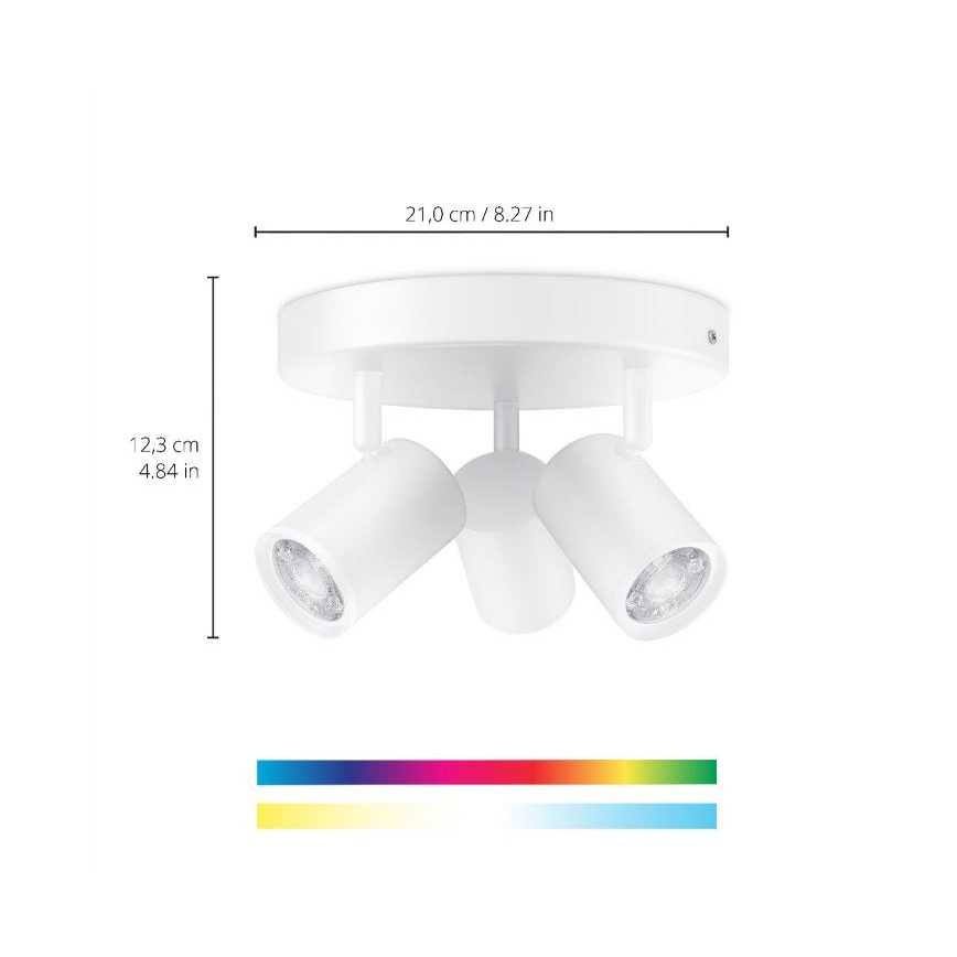 WiZ - Foco LED RGBW com regulação IMAGEO 3xGU10/4,9W/230V 2200-6500K Wi-Fi CRI 90 branco