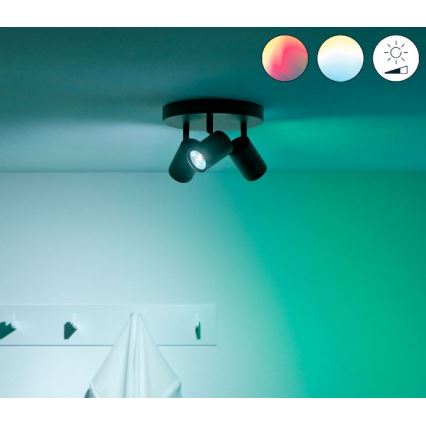 WiZ - Foco LED RGBW com regulação IMAGEO 3xGU10/4,9W/230V 2200-6500K Wi-Fi CRI 90 preto