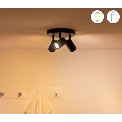 WiZ - Foco LED RGBW com regulação IMAGEO 3xGU10/4,9W/230V 2200-6500K Wi-Fi CRI 90 preto
