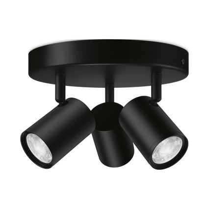 WiZ - Foco LED RGBW com regulação IMAGEO 3xGU10/4,9W/230V 2200-6500K Wi-Fi CRI 90 preto