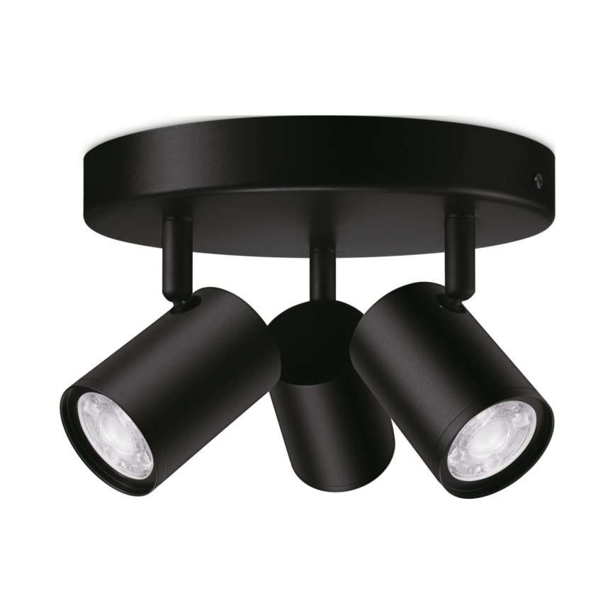WiZ - Foco LED RGBW com regulação IMAGEO 3xGU10/4,9W/230V 2200-6500K Wi-Fi CRI 90 preto
