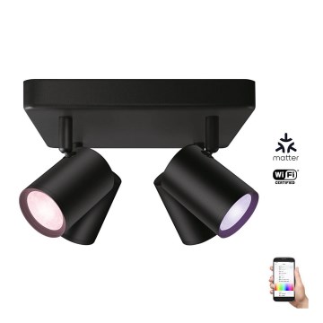 WiZ - Foco LED RGBW com regulação IMAGEO 4xGU10/4,9W/230V 2200-6500K Wi-Fi CRI 90 preto