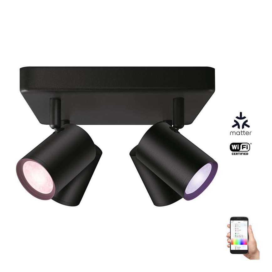 WiZ - Foco LED RGBW com regulação IMAGEO 4xGU10/4,9W/230V 2200-6500K Wi-Fi CRI 90 preto