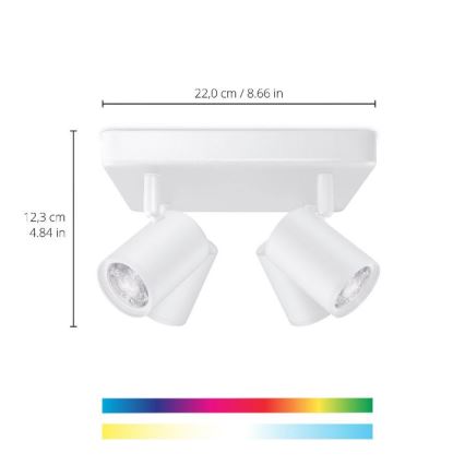WiZ - Foco LED RGBW com regulação IMAGEO 4xGU10/4,9W/230V 2200-6500K Wi-Fi CRI 90 branco