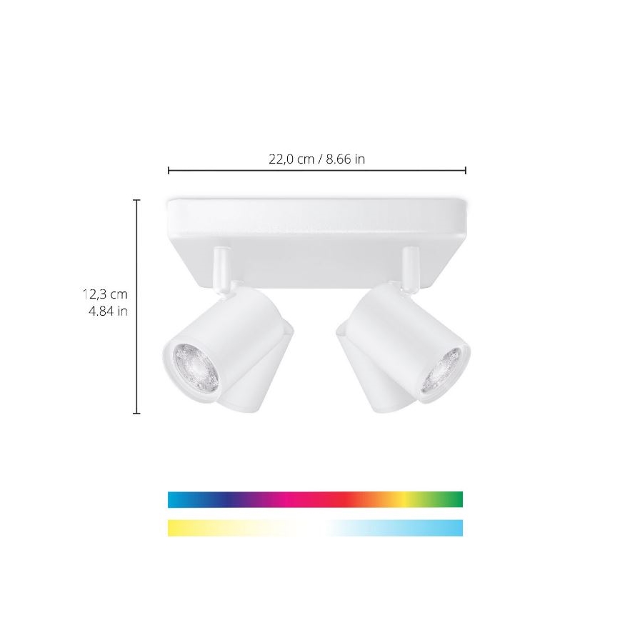 WiZ - Foco LED RGBW com regulação IMAGEO 4xGU10/4,9W/230V 2200-6500K Wi-Fi CRI 90 branco