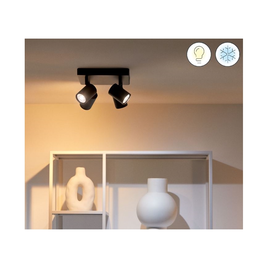 WiZ - Foco LED RGBW com regulação IMAGEO 4xGU10/4,9W/230V 2200-6500K Wi-Fi CRI 90 preto