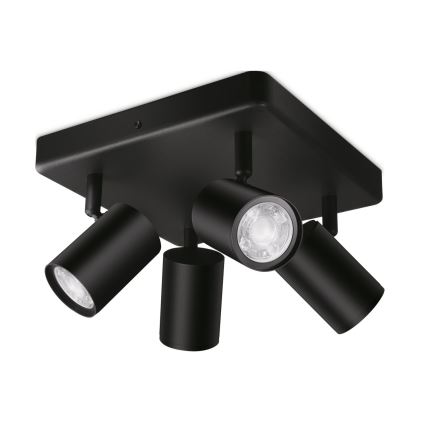 WiZ - Foco LED RGBW com regulação IMAGEO 4xGU10/4,9W/230V 2200-6500K Wi-Fi CRI 90 preto