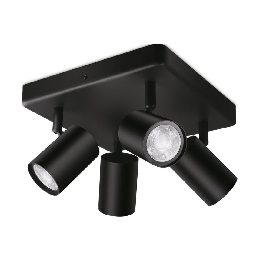 WiZ - Foco LED RGBW com regulação IMAGEO 4xGU10/4,9W/230V 2200-6500K Wi-Fi CRI 90 preto