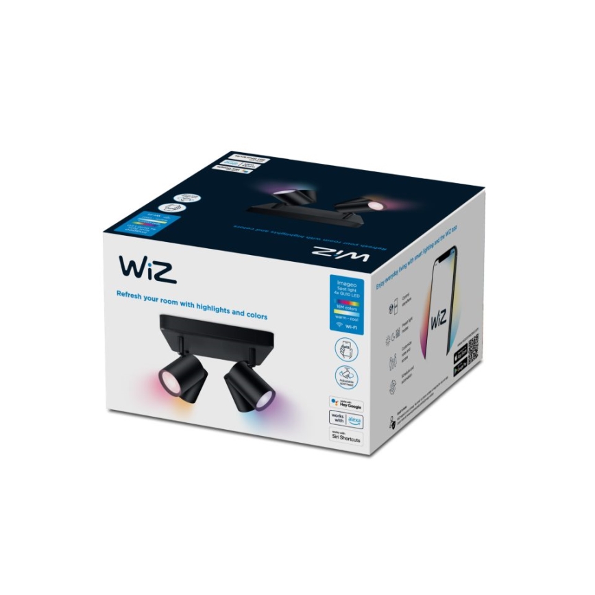 WiZ - Foco LED RGBW com regulação IMAGEO 4xGU10/4,9W/230V 2200-6500K Wi-Fi CRI 90 preto