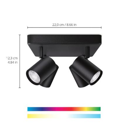 WiZ - Foco LED RGBW com regulação IMAGEO 4xGU10/4,9W/230V 2200-6500K Wi-Fi CRI 90 preto