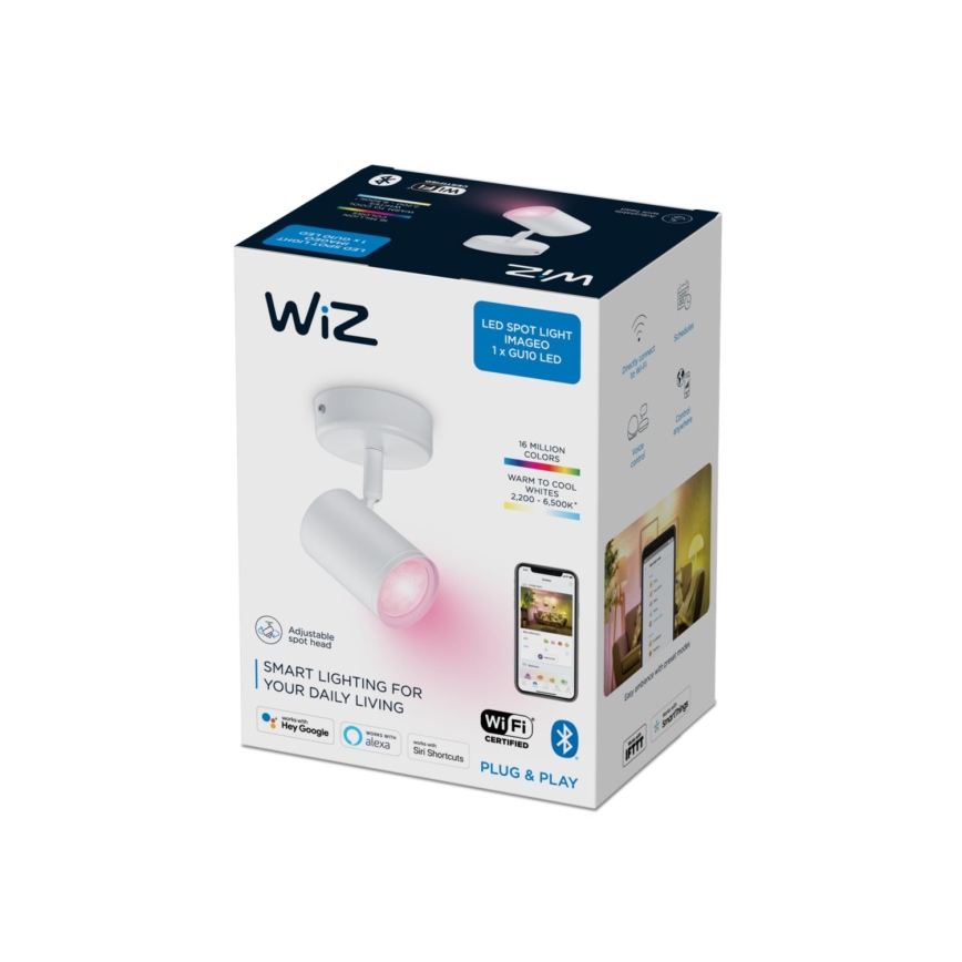 WiZ - Foco LED RGBW regulável IMAGEO 1xGU10/4,9W/230V CRI 90 Wi-Fi branco