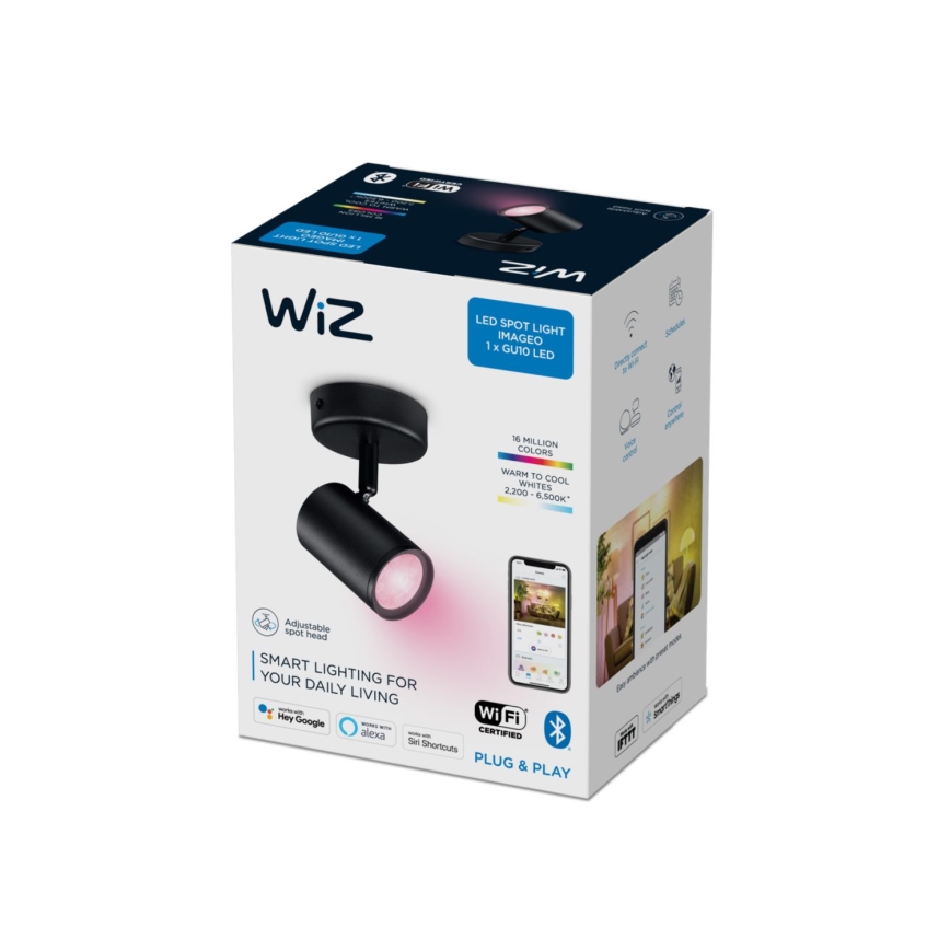 WiZ - Foco LED RGBW regulável IMAGEO 1xGU10/4,9W/230V CRI 90 Wi-Fi preto