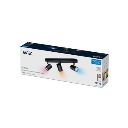 WiZ - Foco LED RGBW regulável IMAGEO 3xGU10/4,9W/230V 2200-6500K Wi-Fi CRI 90 preto