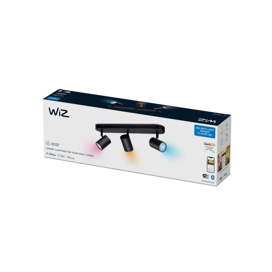 WiZ - Foco LED RGBW regulável IMAGEO 3xGU10/4,9W/230V 2200-6500K Wi-Fi CRI 90 preto