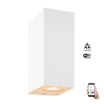WiZ - Iluminação de parede LED RGBW com regulação UP&DOWN 2xGU10/4,7W/230V 2200-6500K Wi-Fi CRI 90 branco